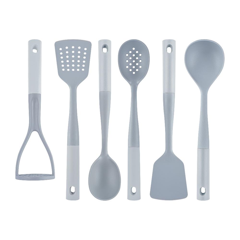 restaurantware Met Lux Gray and White Nylon High Heat Cooking Utensil Set - 6-Piece - 10 count box