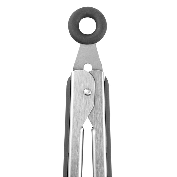 Restaurantware Met Lux Gray Stainless Steel 2-Piece Kitchen Tong Set - Scalloped - 12" X 1 3/4" X 2" - 1 Count Box