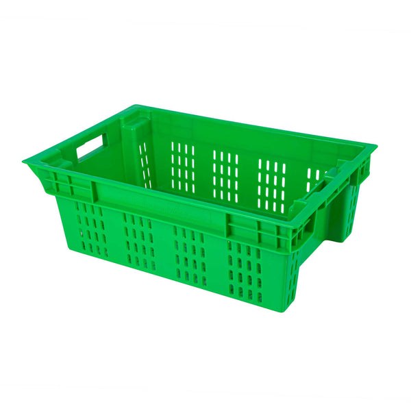 Restaurantware Met Lux Green Vented Agricultural Crate - 23 1/2" X 15 3/4" X 7 3/4" - 10 Count Box