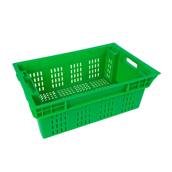 Restaurantware Met Lux Green Vented Agricultural Crate - 23 1/2" X 15 3/4" X 7 3/4" - 10 Count Box