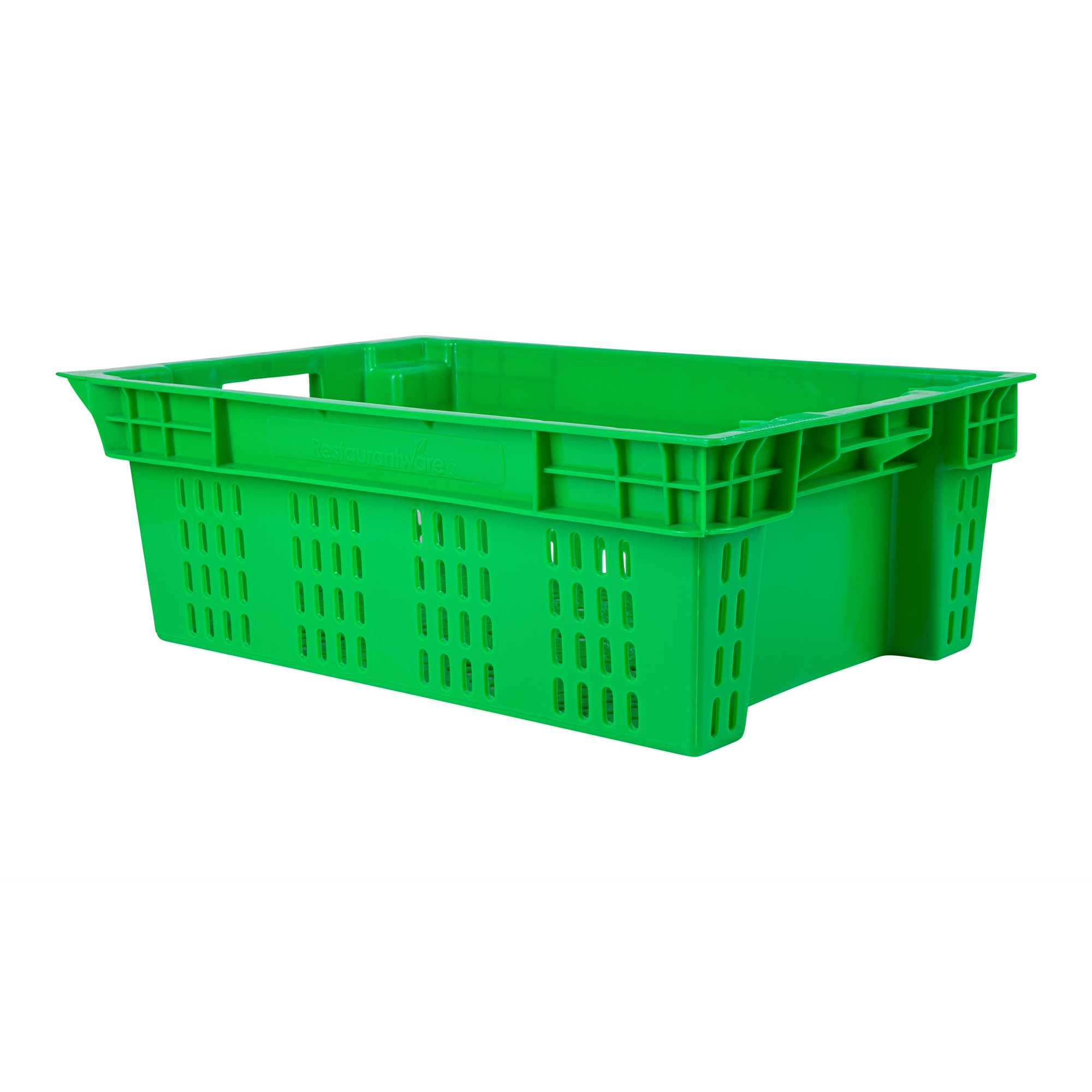 restaurantware Met Lux Green Vented Agricultural Crate - 23 1/2" x 15 3/4" x 7 3/4" - 10 count box