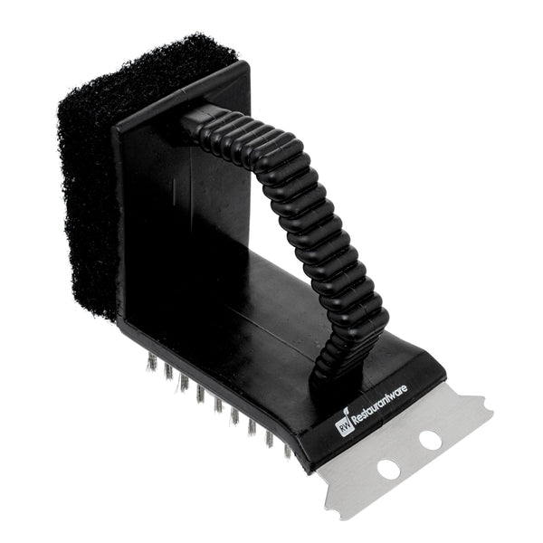 Restaurantware Met Lux Handheld Grill Brush / Scraper - With Scouring Pad - 4 1/2" - 1 Count Box