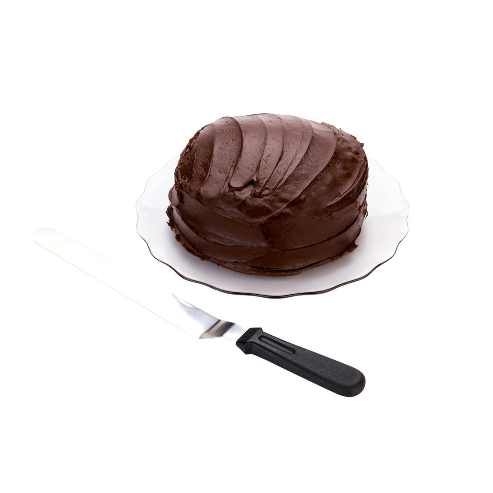 restaurantware Met Lux Offset Spatula - Black Stainless Steel - 10 inch Blade Baking and Icing Plastic Handle - 14 3/4" - 1 count box