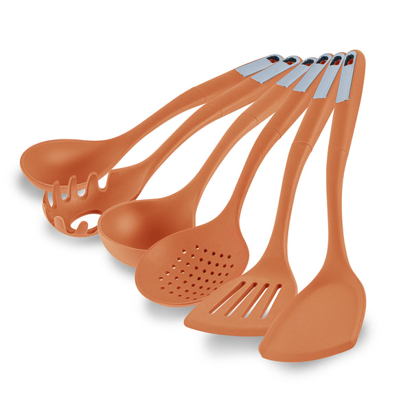 Restaurantware Met Lux Orange Silicone Cooking Utensil Set - 6-Piece - 10 Count Box