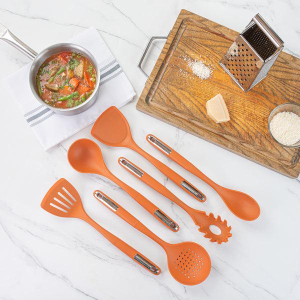 Restaurantware Met Lux Orange Silicone Cooking Utensil Set - 6-Piece - 10 Count Box
