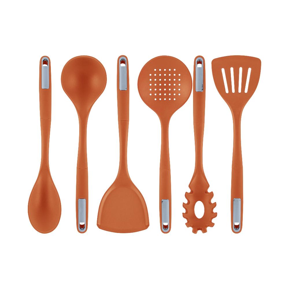 restaurantware Met Lux Orange Silicone Cooking Utensil Set - 6-Piece - 10 count box