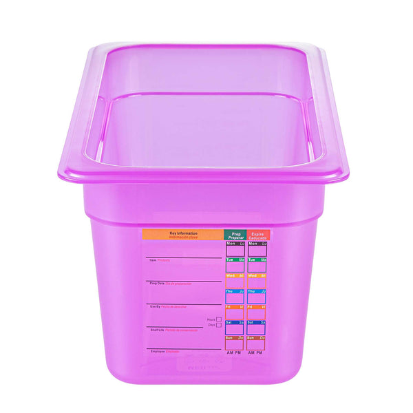 Restaurantware Met Lux Purple Allergen-Free Polypropylene 1/3 Size Food Pan - 6" Deep With Label - 10 Count Box