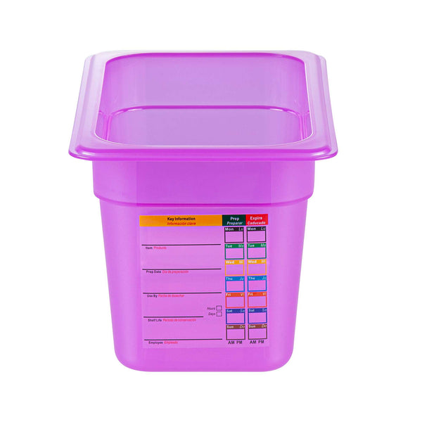 Restaurantware Met Lux Purple Allergen-Free Polypropylene 1/4 Size Food Pan - 6" Deep With Label - 10 Count Box