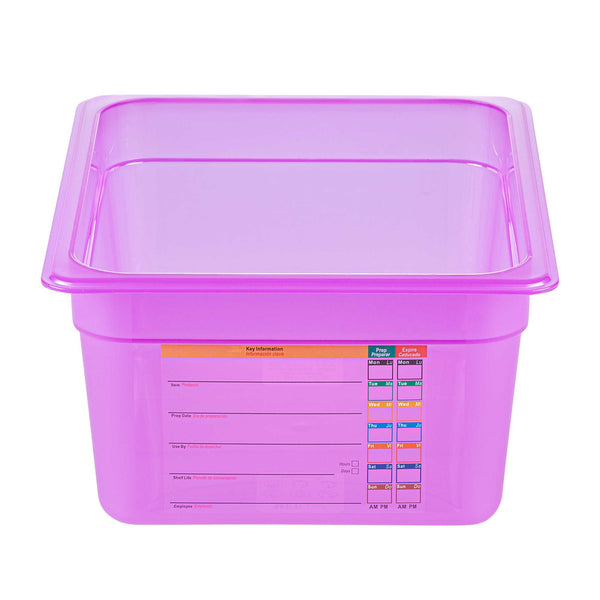 Restaurantware Met Lux Purple Allergen-Free Polypropylene Half Size Food Pan - 6" Deep With Label - 10 Count Box