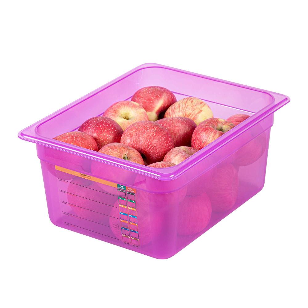 restaurantware Met Lux Purple Allergen-Free Polypropylene Half Size Food Pan - 6" Deep with Label - 10 count box