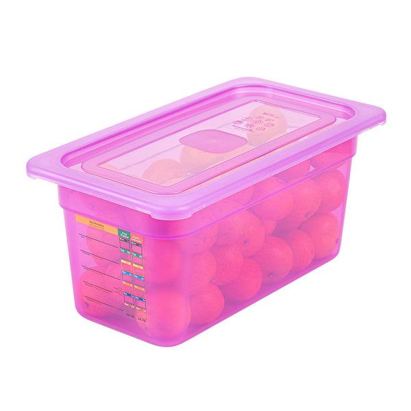 Restaurantware Met Lux Purple Allergen-Free Polypropylene Lid - Fits 1/3 Size Food Pan - 10 Count Box