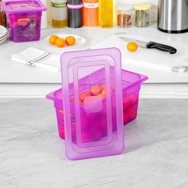 Restaurantware Met Lux Purple Allergen-Free Polypropylene Lid - Fits 1/3 Size Food Pan - 10 Count Box