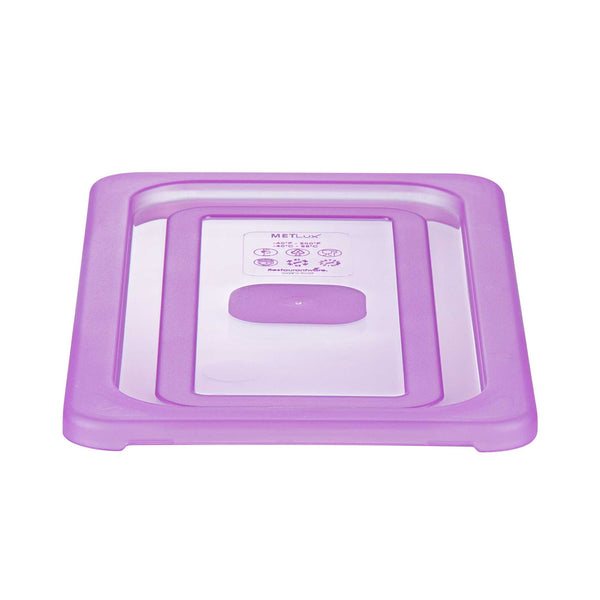 Restaurantware Met Lux Purple Allergen-Free Polypropylene Lid - Fits 1/3 Size Food Pan - 10 Count Box