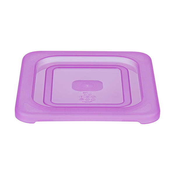 Restaurantware Met Lux Purple Allergen-Free Polypropylene Lid - Fits 1/6 Size Food Pan - 10 Count Box