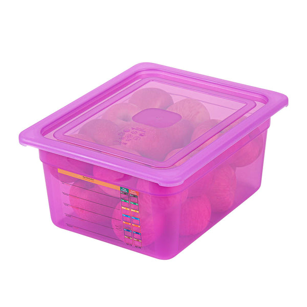 Restaurantware Met Lux Purple Allergen-Free Polypropylene Lid - Fits Half Size Pan - 10 Count Box