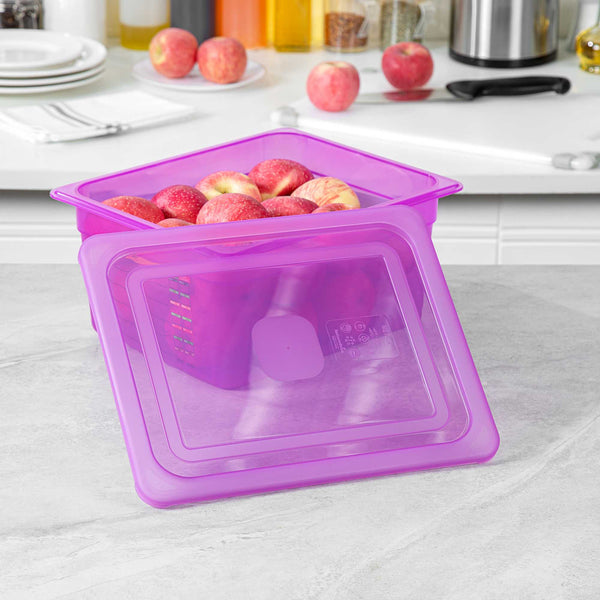 Restaurantware Met Lux Purple Allergen-Free Polypropylene Lid - Fits Half Size Pan - 10 Count Box