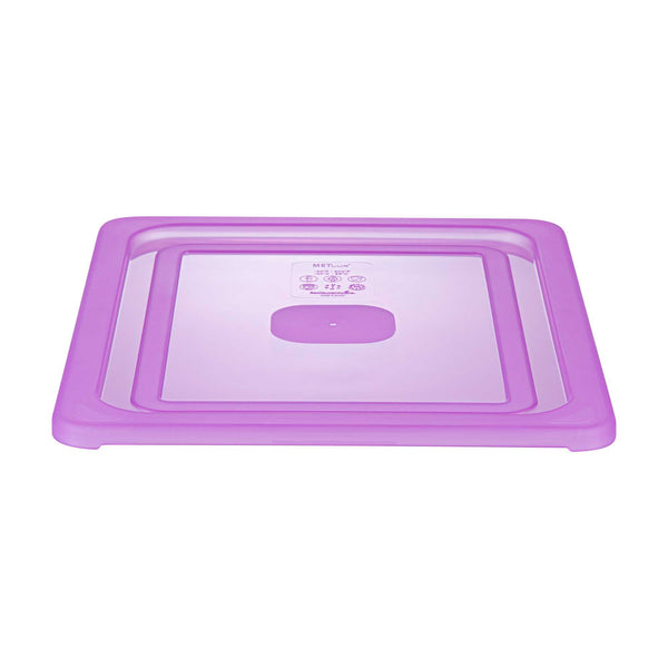 Restaurantware Met Lux Purple Allergen-Free Polypropylene Lid - Fits Half Size Pan - 10 Count Box