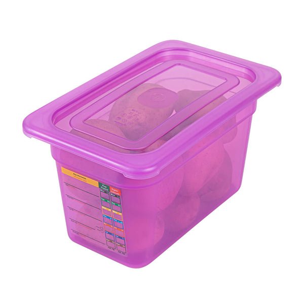 Restaurantware Met Lux Purple Allergen-Free Polypropylene Lid - Fits 1/4 Size Food Pan - 10 Count Box