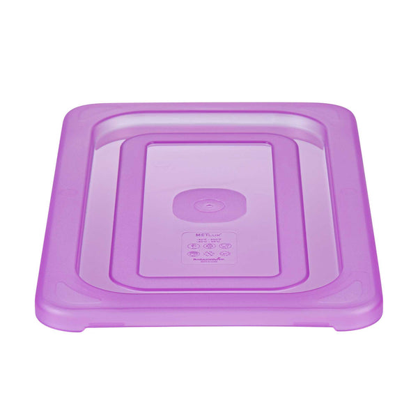Restaurantware Met Lux Purple Allergen-Free Polypropylene Lid - Fits 1/4 Size Food Pan - 10 Count Box