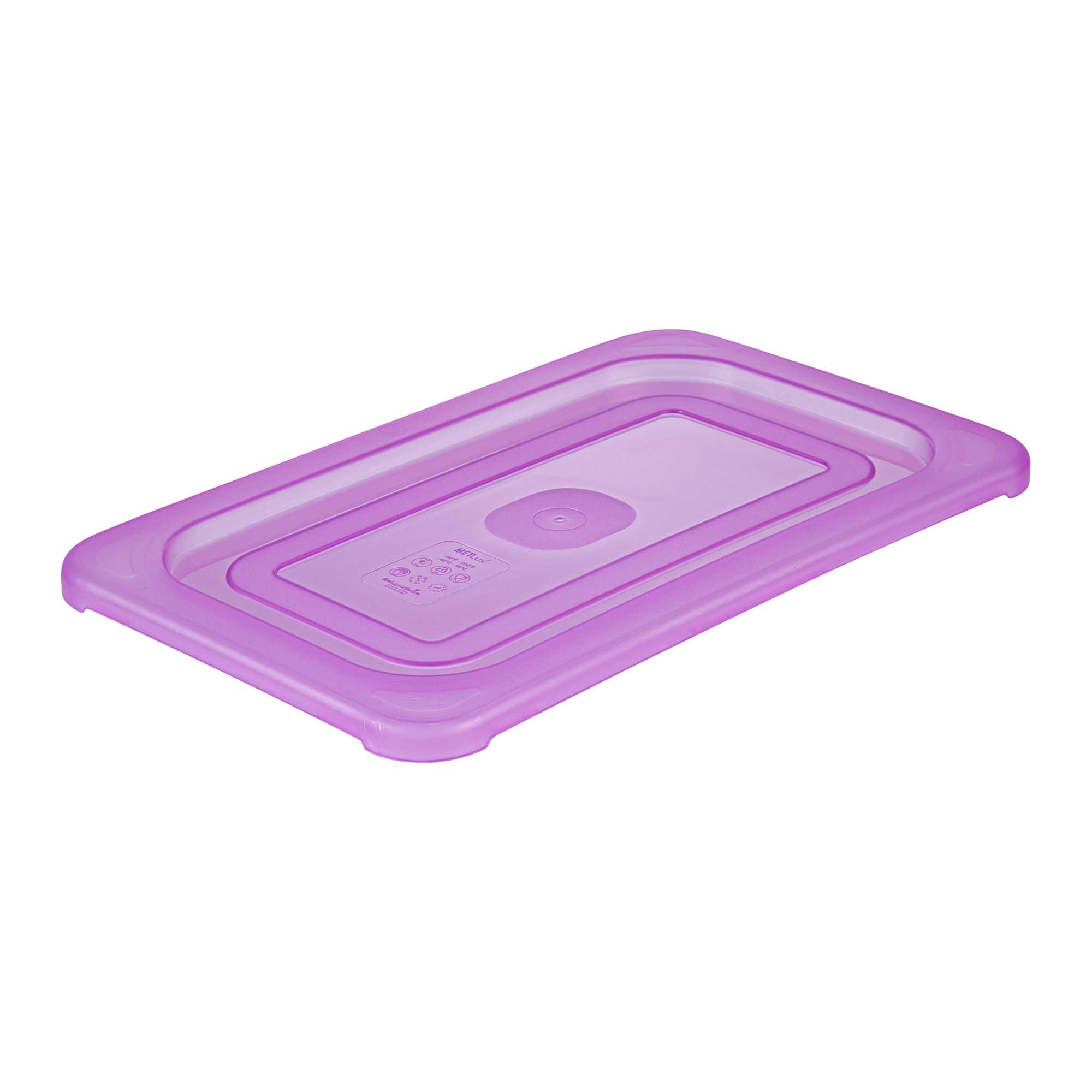 restaurantware Met Lux Purple Allergen-Free Polypropylene Lid - Fits 1/4 Size Food Pan - 10 count box
