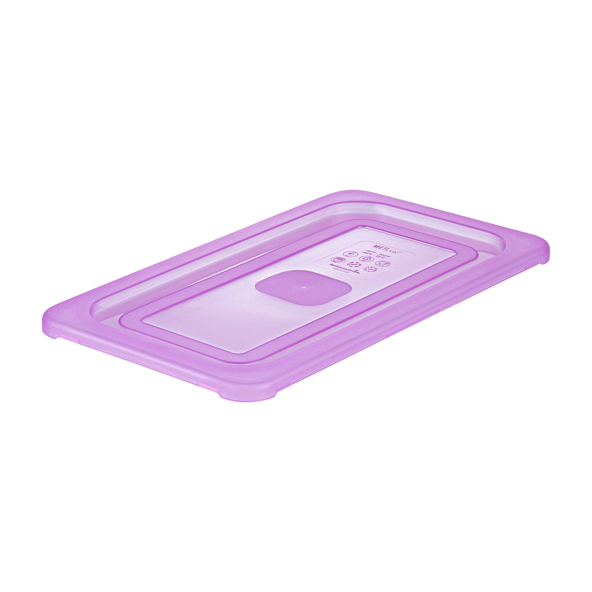 restaurantware Met Lux Purple Allergen-Free Polypropylene Lid - Fits 1/3 Size Food Pan - 10 count box