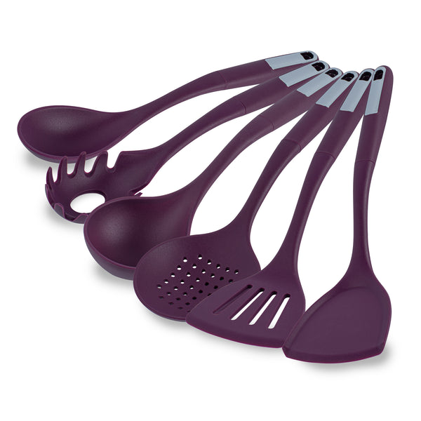 Restaurantware Met Lux Purple Silicone Cooking Utensil Set - 6-Piece - 10 Count Box