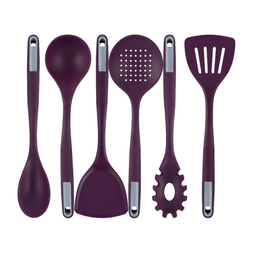 restaurantware Met Lux Purple Silicone Cooking Utensil Set - 6-Piece - 10 count box