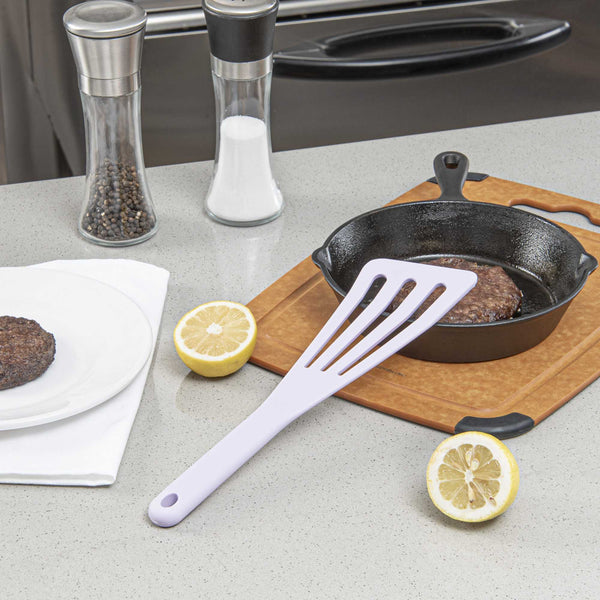 Restaurantware Met Lux Purple Silicone High Temperature Slotted Turner / Spatula - 12 1/4" - 1 Count Box
