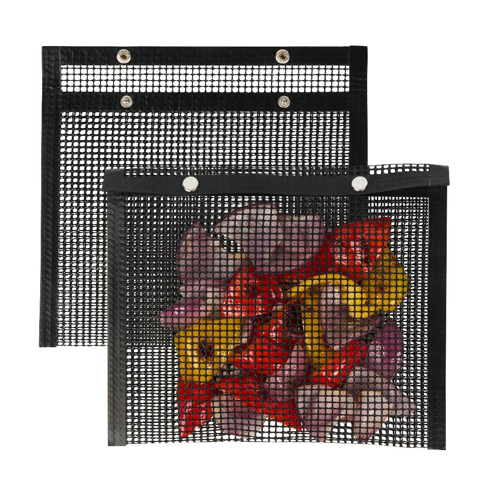 restaurantware Met Lux Rectangle Black PTFE Mesh Grill Bag - Non-Stick - 8 3/4" x 10 1/2" - 2 count box