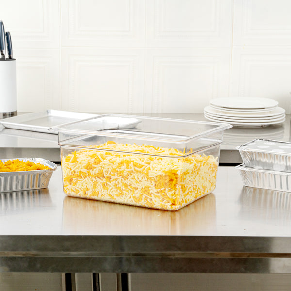 Restaurantware Met Lux Rectangle Clear Plastic 1/2 Size Cold Food Storage Container - 6" Depth - 10 Count Box