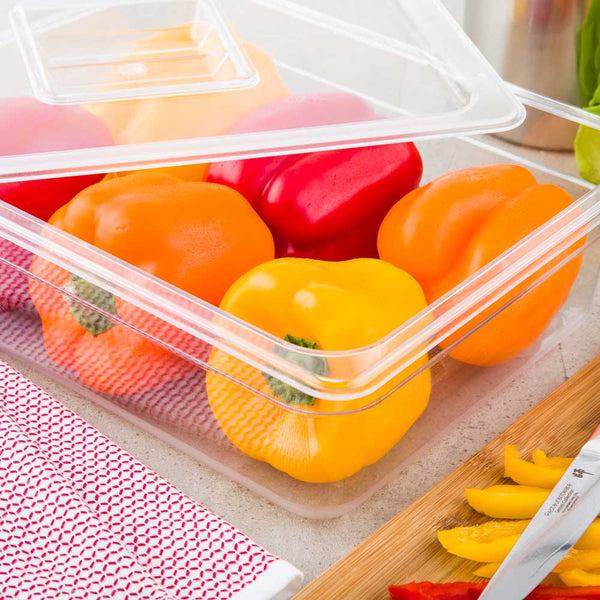 Restaurantware Met Lux Rectangle Clear Plastic 1/2 Size Cold Food Storage Container - 4" Depth - 10 Count Box