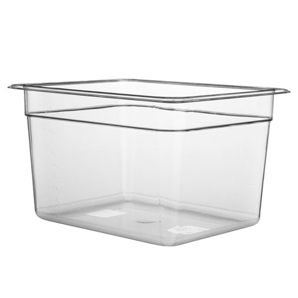 Restaurantware Met Lux Rectangle Clear Plastic 1/2 Size Cold Food Storage Container - 8" Depth - 10 Count Box