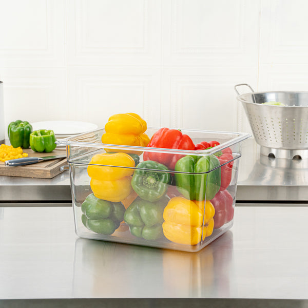 Restaurantware Met Lux Rectangle Clear Plastic 1/2 Size Cold Food Storage Container - 8" Depth - 10 Count Box