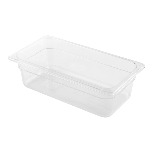 Restaurantware Met Lux Rectangle Clear Plastic 1/3 Size Cold Food Storage Container - 4" Depth - 10 Count Box