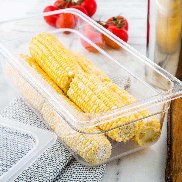 Restaurantware Met Lux Rectangle Clear Plastic 1/3 Size Cold Food Storage Container - 4" Depth - 10 Count Box