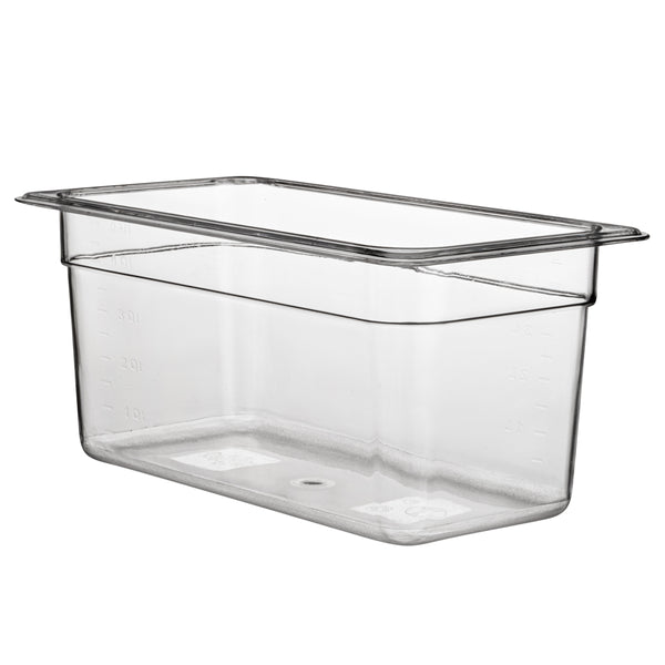 Restaurantware Met Lux Rectangle Clear Plastic 1/3 Size Cold Food Storage Container - 6" Depth - 10 Count Box