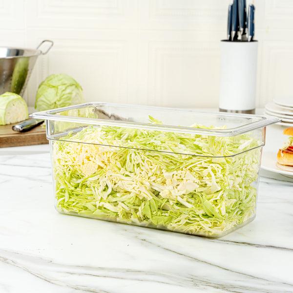 Restaurantware Met Lux Rectangle Clear Plastic 1/3 Size Cold Food Storage Container - 6" Depth - 10 Count Box