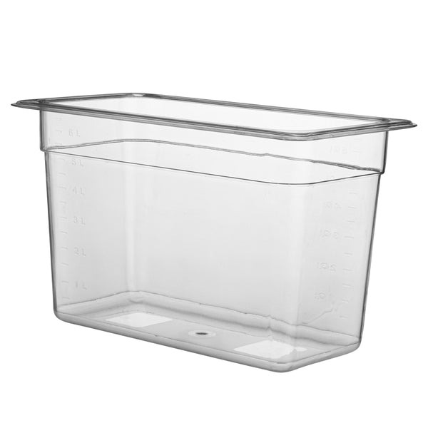 Restaurantware Met Lux Rectangle Clear Plastic 1/3 Size Cold Food Storage Container - 8" Depth - 10 Count Box