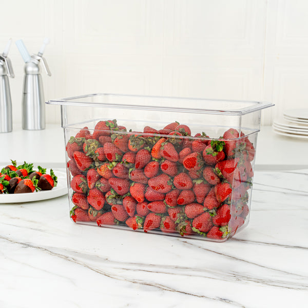 Restaurantware Met Lux Rectangle Clear Plastic 1/3 Size Cold Food Storage Container - 8" Depth - 10 Count Box