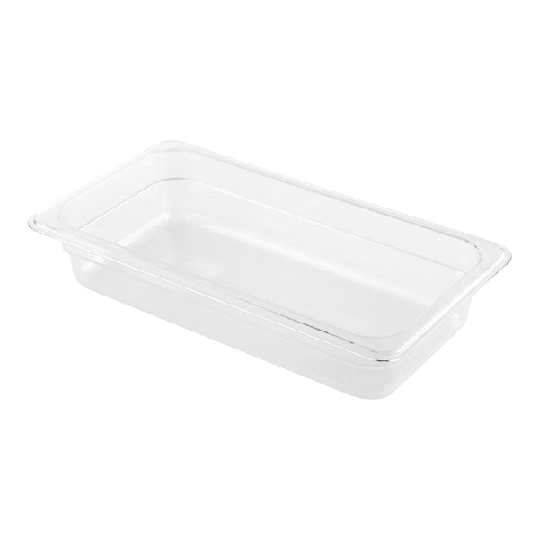 Restaurantware Met Lux Rectangle Clear Plastic 1/3 Size Cold Food Storage Container - 2.5" Depth - 10 Count Box