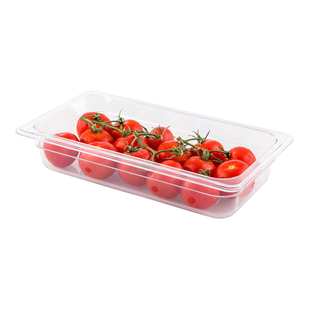 restaurantware Met Lux Rectangle Clear Plastic 1/3 Size Cold Food Storage Container - 2.5" Depth - 10 count box