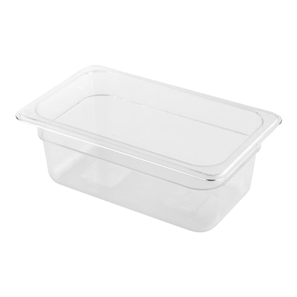 Restaurantware Met Lux Rectangle Clear Plastic 1/4 Size Cold Food Storage Container - 4" Depth - 1 Count Box