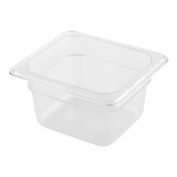 Restaurantware Met Lux Rectangle Clear Plastic 1/6 Size Cold Food Storage Container - 4" Depth - 10 Count Box