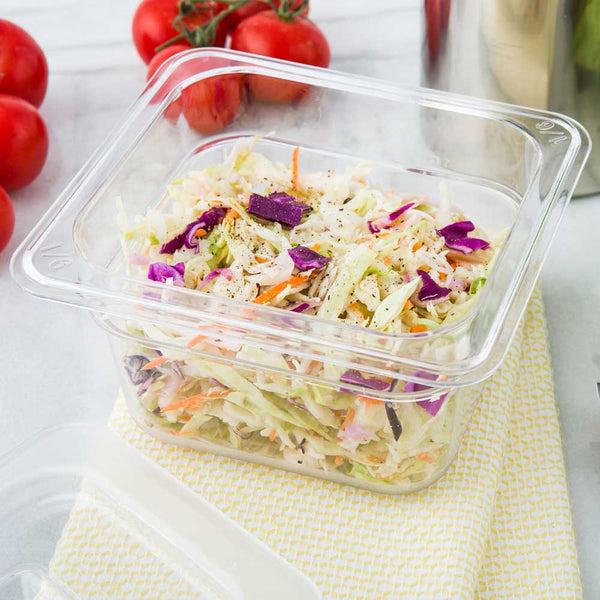 Restaurantware Met Lux Rectangle Clear Plastic 1/6 Size Cold Food Storage Container - 4" Depth - 10 Count Box