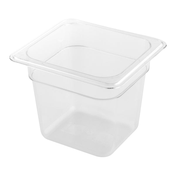 Restaurantware Met Lux Rectangle Clear Plastic 1/6 Size Cold Food Storage Container - 6" Depth - 10 Count Box