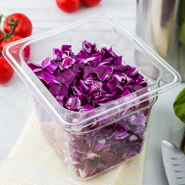 Restaurantware Met Lux Rectangle Clear Plastic 1/6 Size Cold Food Storage Container - 6" Depth - 10 Count Box