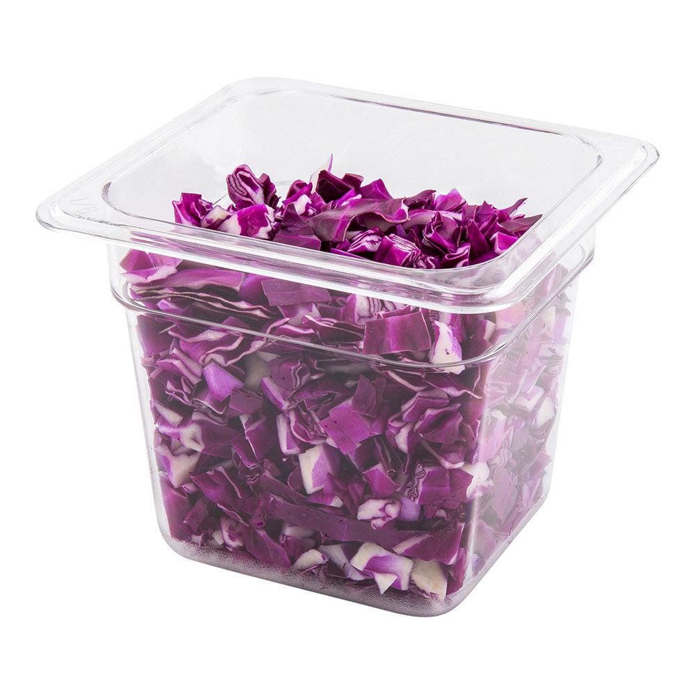 restaurantware Met Lux Rectangle Clear Plastic 1/6 Size Cold Food Storage Container - 6" Depth - 10 count box