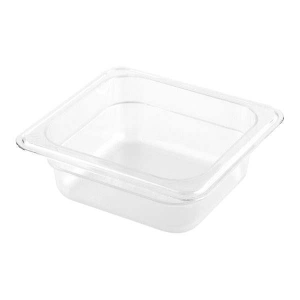 Restaurantware Met Lux Rectangle Clear Plastic 1/6 Size Cold Food Storage Container - 2.5" Depth - 10 Count Box