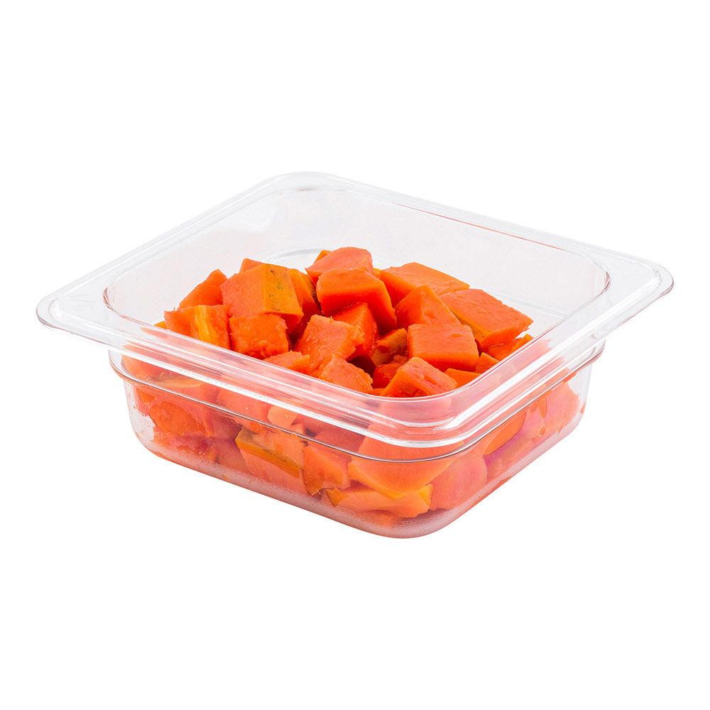 restaurantware Met Lux Rectangle Clear Plastic 1/6 Size Cold Food Storage Container - 2.5" Depth - 10 count box