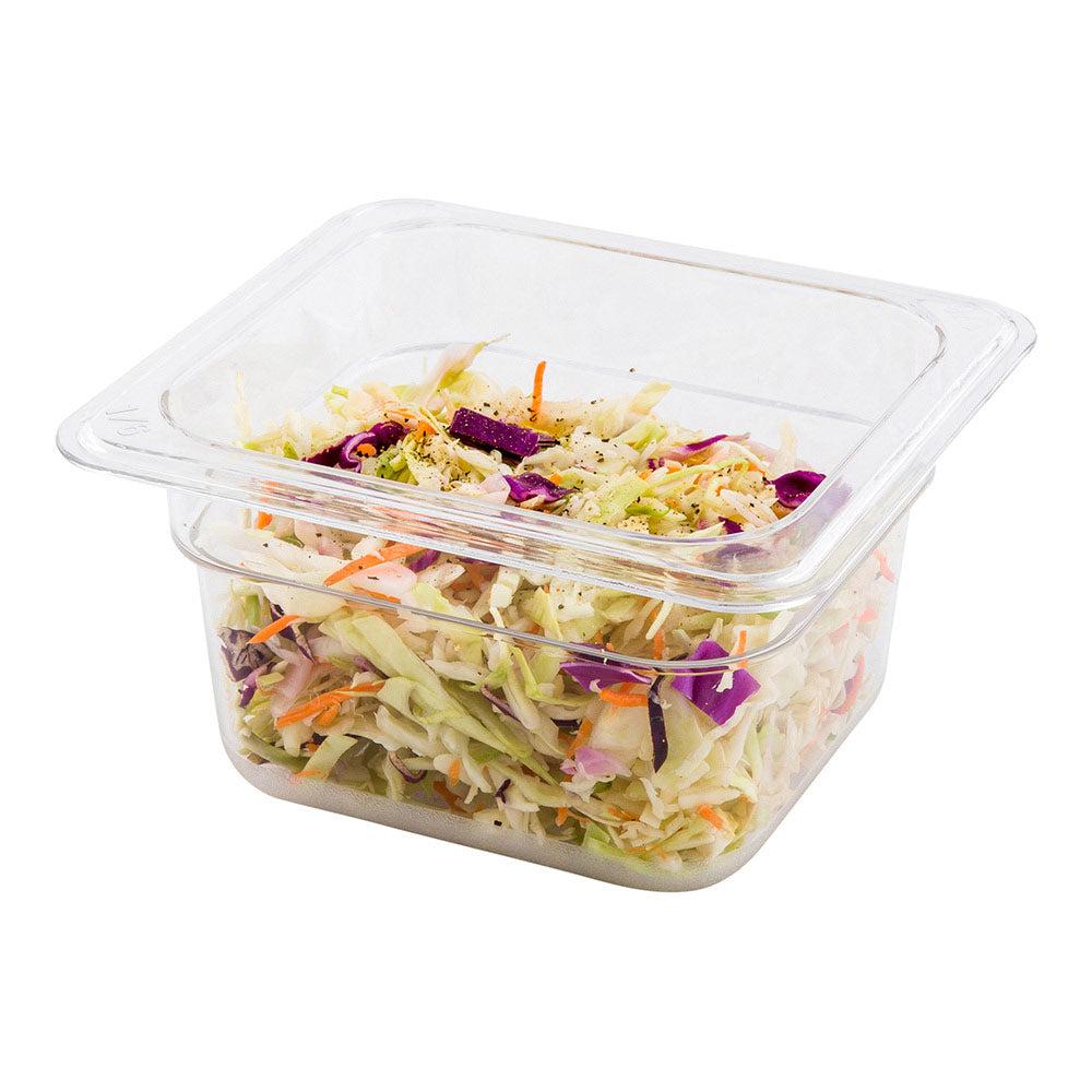 restaurantware Met Lux Rectangle Clear Plastic 1/6 Size Cold Food Storage Container - 4" Depth - 10 count box